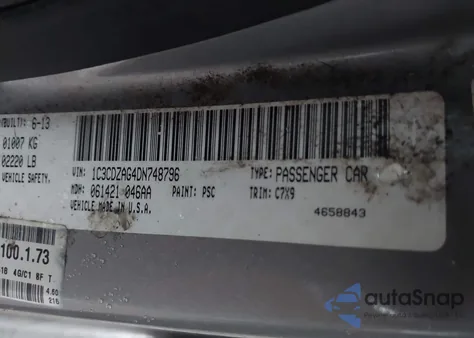 2013 Dodge Avenger Se V6 from USA, damaged, VIN 1C3CDZAG4DN748796